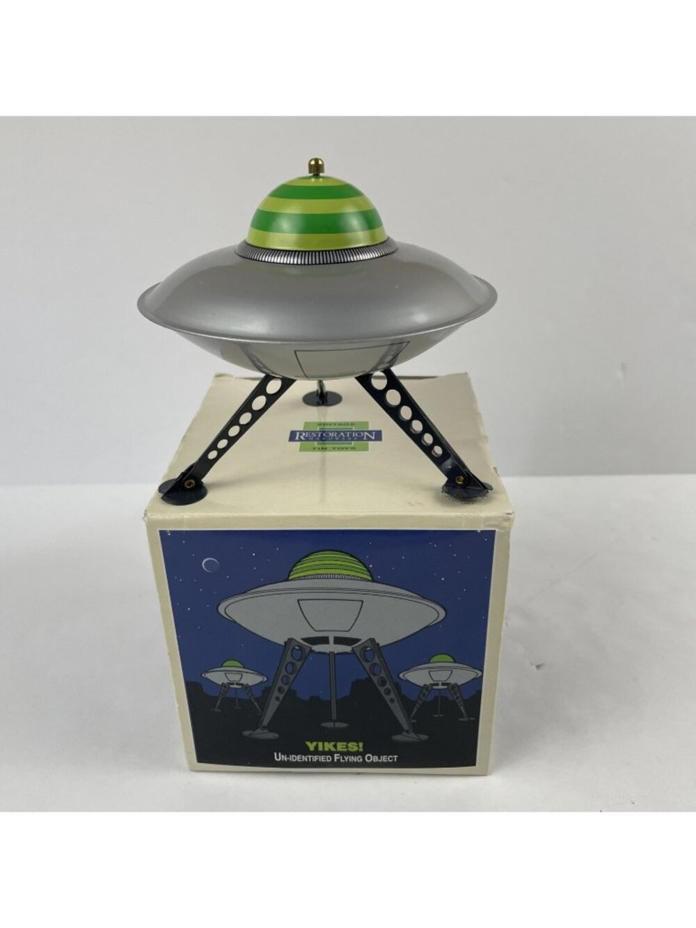 Restoration Hardware Tin Toy UFO Flying Object Retractable Landing Gear 1990’s